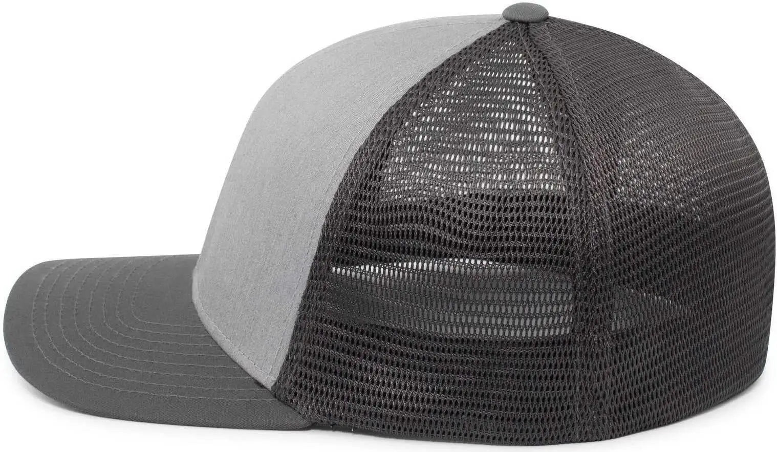 Pacific Headwear P401 Fusion Trucker Cap - Heather Grey Lt Charcoal Lt Charcoal