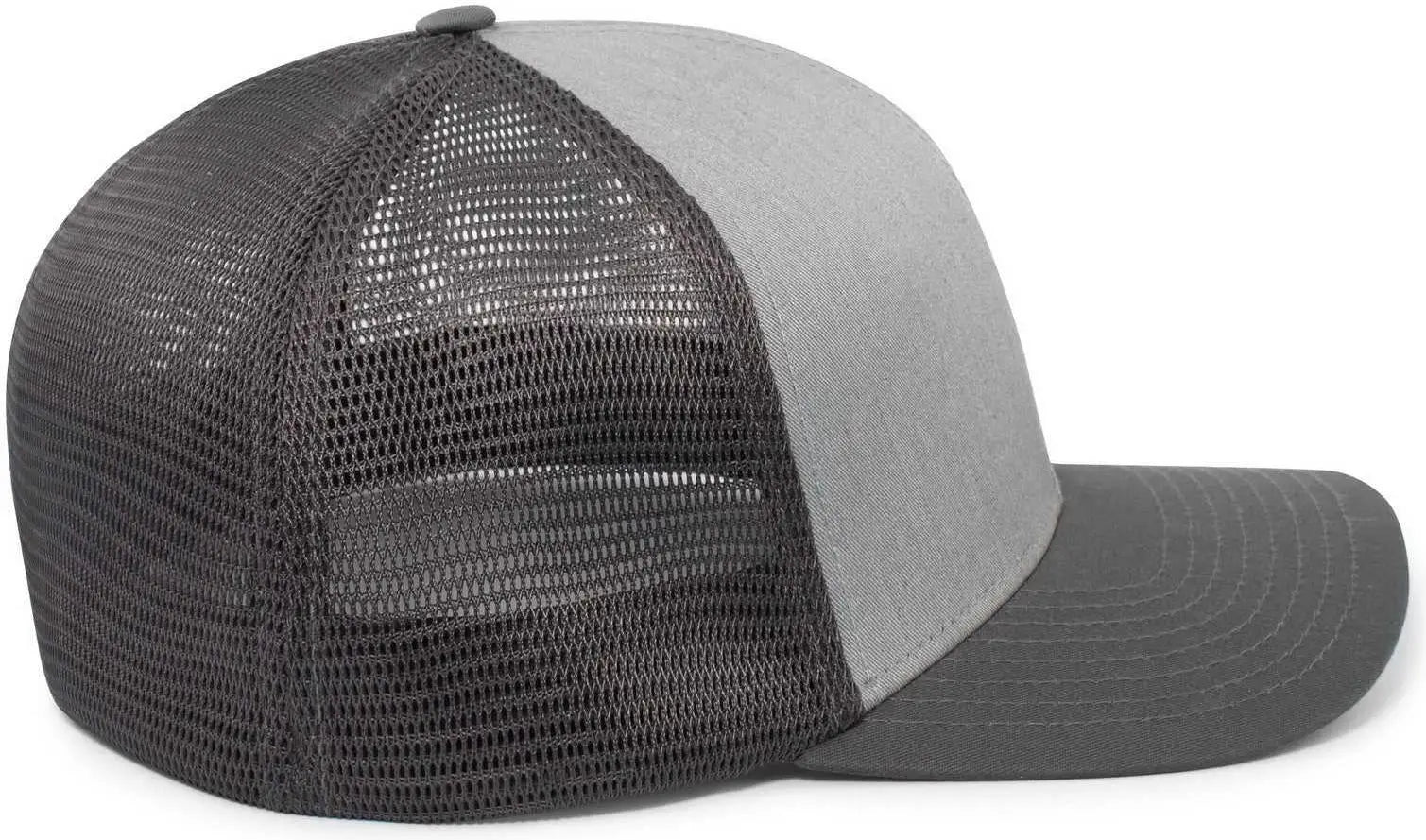 Pacific Headwear P401 Fusion Trucker Cap - Heather Grey Lt Charcoal Lt Charcoal