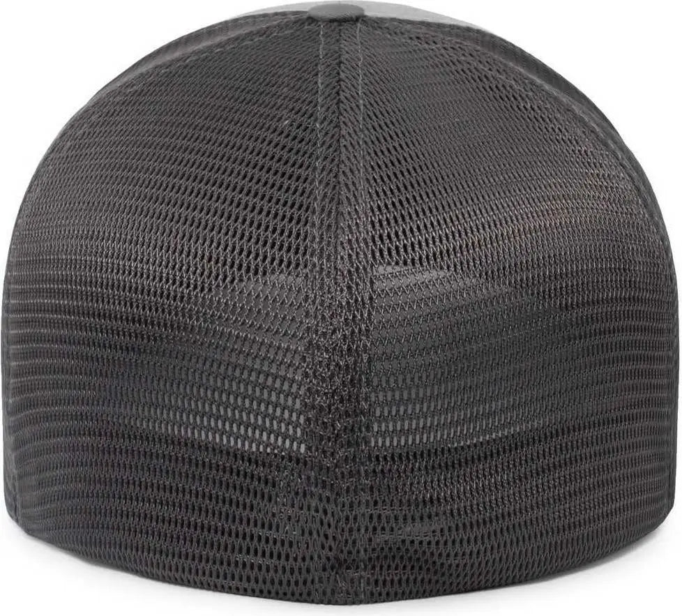 Pacific Headwear P401 Fusion Trucker Cap - Heather Grey Lt Charcoal Lt Charcoal