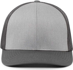 Pacific Headwear P401 Fusion Trucker Cap - Heather Grey Lt Charcoal Lt Charcoal