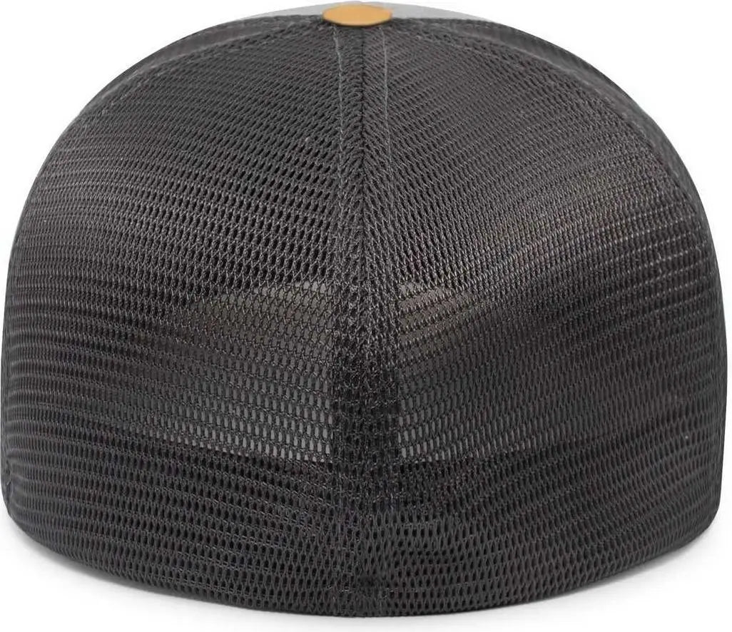 Pacific Headwear P401 Fusion Trucker Cap - Heather Grey Lt Charcoal Amber Gold