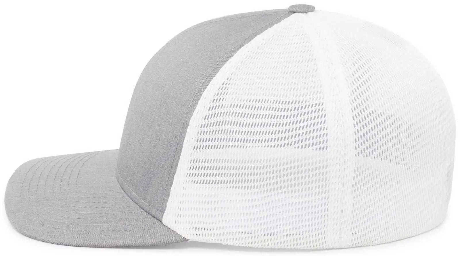 Pacific Headwear P401 Fusion Trucker Cap - Heather Grey White Heather Grey