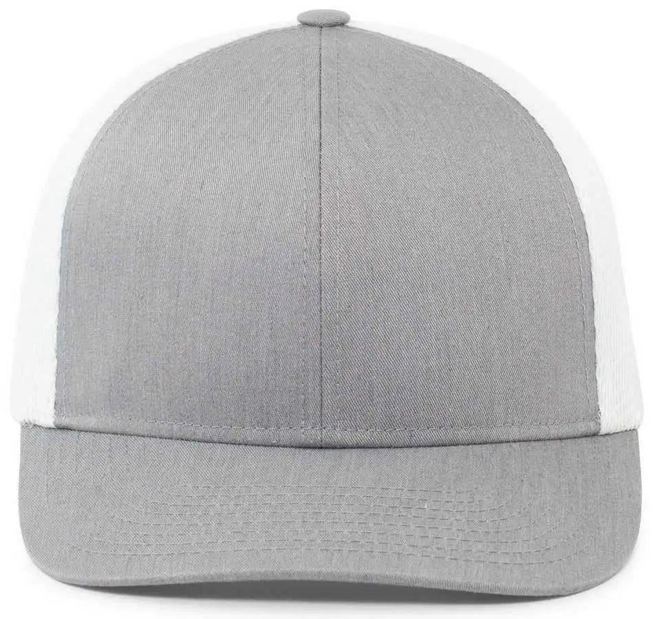 Pacific Headwear P401 Fusion Trucker Cap - Heather Grey White Heather Grey