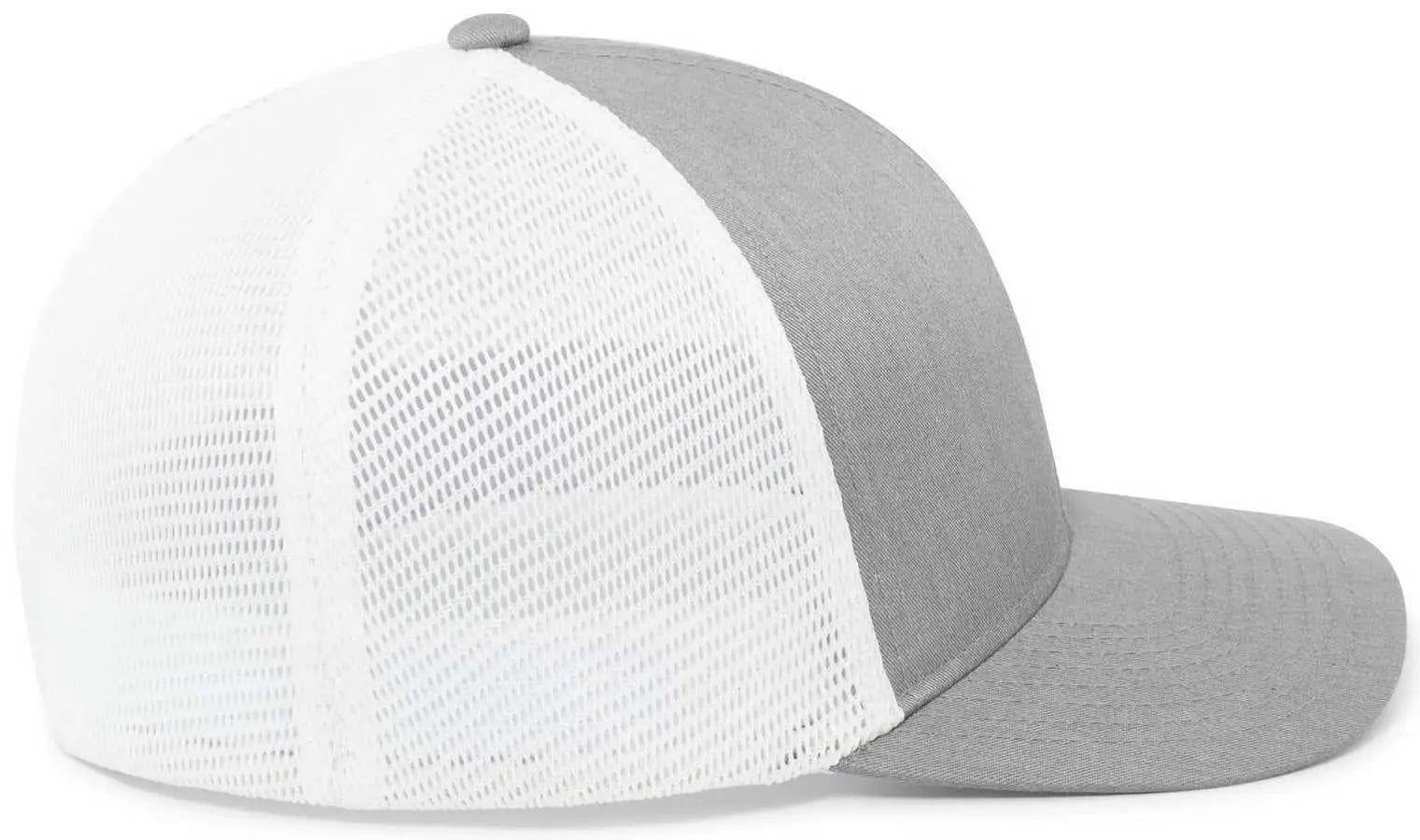 Pacific Headwear P401 Fusion Trucker Cap - Heather Grey White Heather Grey