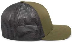 Pacific Headwear P401 Fusion Trucker Cap - Moss Green Lt Charcoal Moss Green