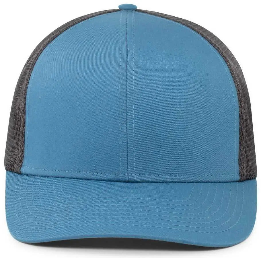 Pacific Headwear P401 Fusion Trucker Cap - Ocean Blue Lt Charcoal Ocean Blue