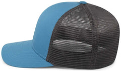 Pacific Headwear P401 Fusion Trucker Cap Ocean Blue Lt Charcoal Ocean Blue