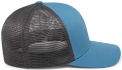 Pacific Headwear P401 Fusion Trucker Cap Ocean Blue Lt Charcoal Ocean Blue