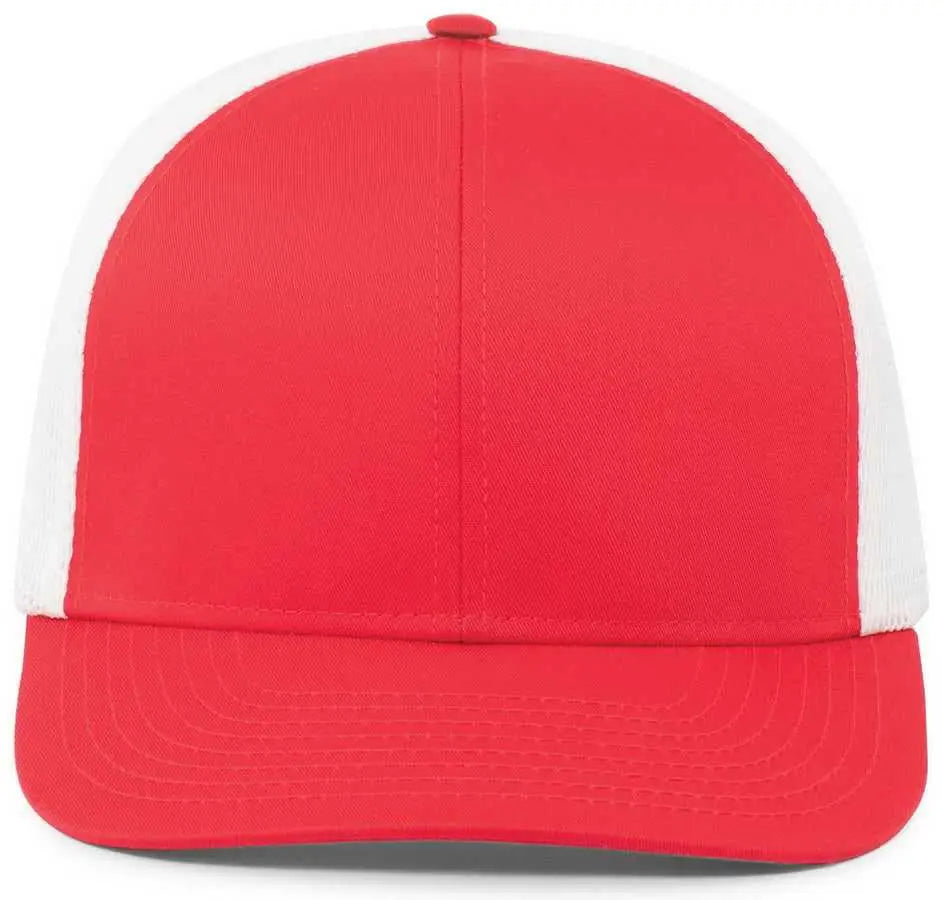 Pacific Headwear P401 Fusion Trucker Cap - Red White Red