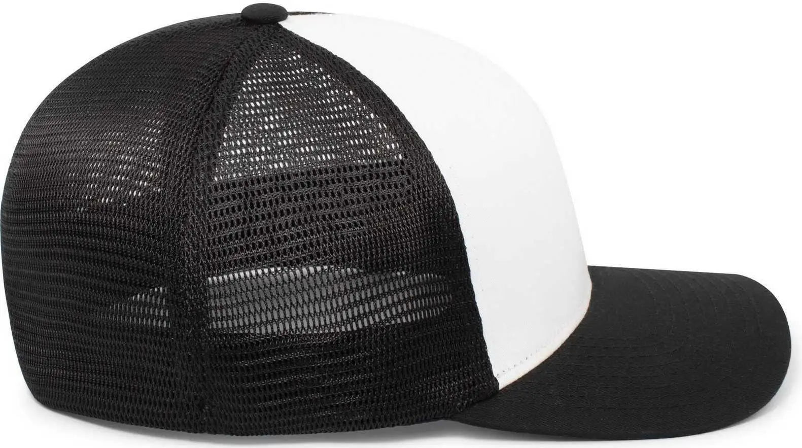 Pacific Headwear P401 Fusion Trucker Cap - White Black Black