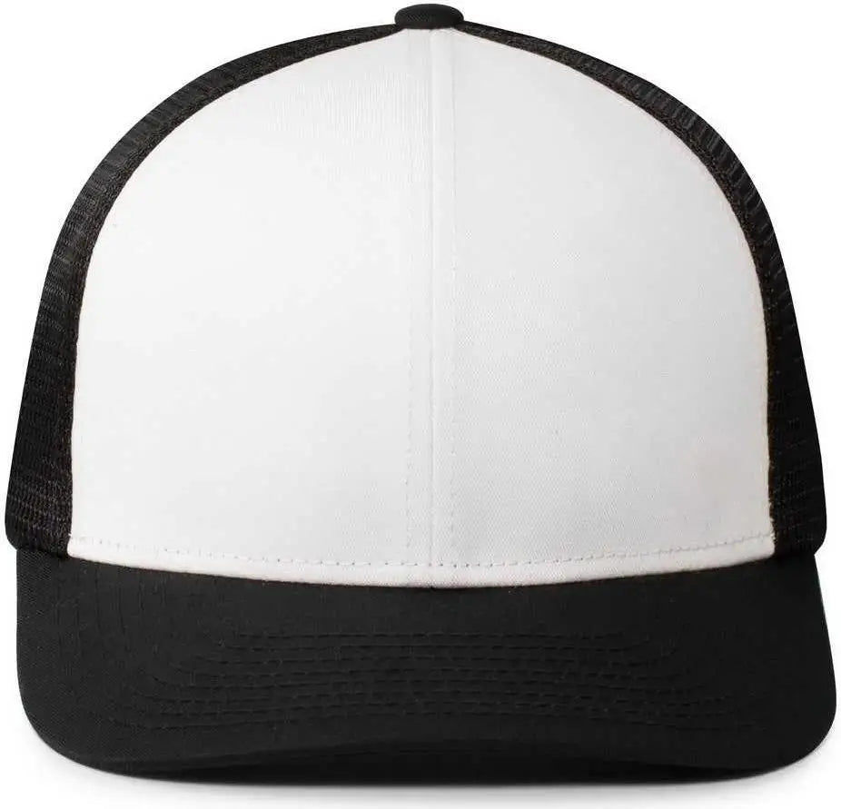 Pacific Headwear P401 Fusion Trucker Cap - White Black Black