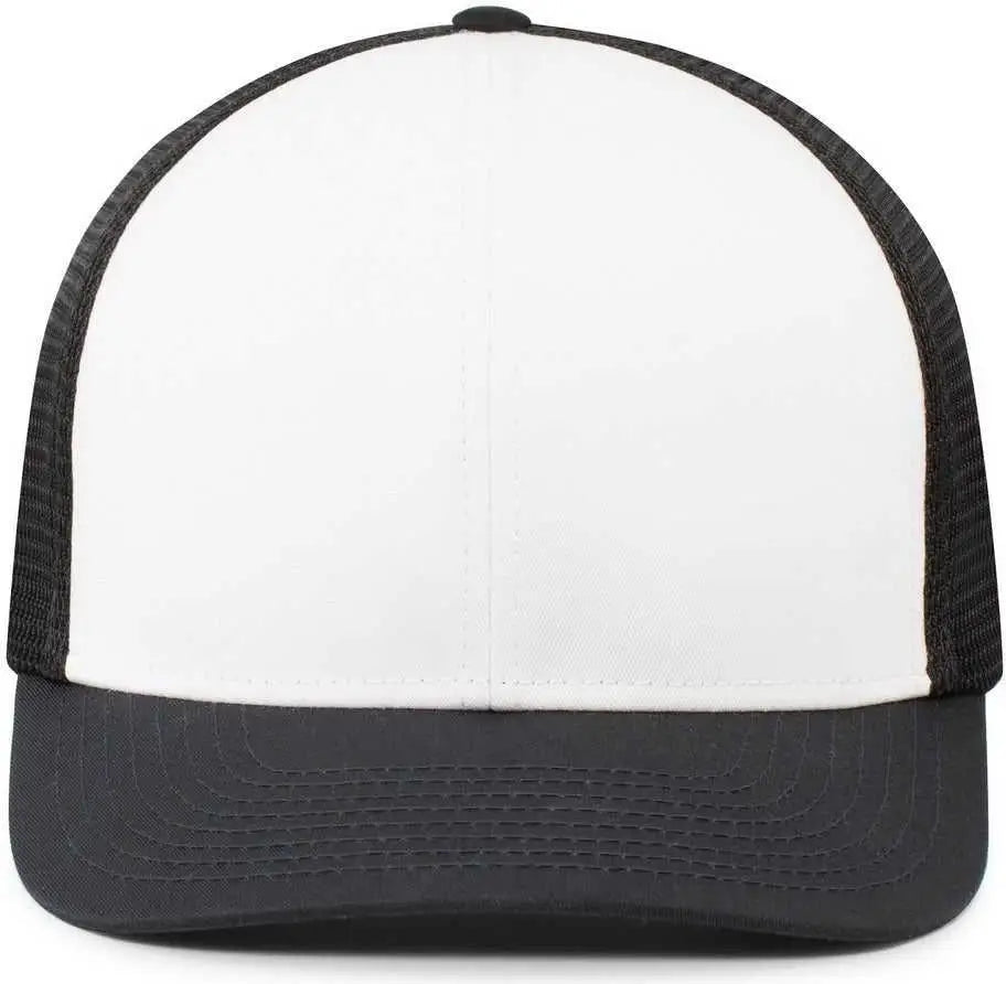 Pacific Headwear P401 Fusion Trucker Cap - White Navy Navy