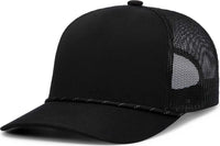 Pacific Headwear P423 Weekender Trucker Cap Black Black White Black White / 7’’ 7 7/8’’