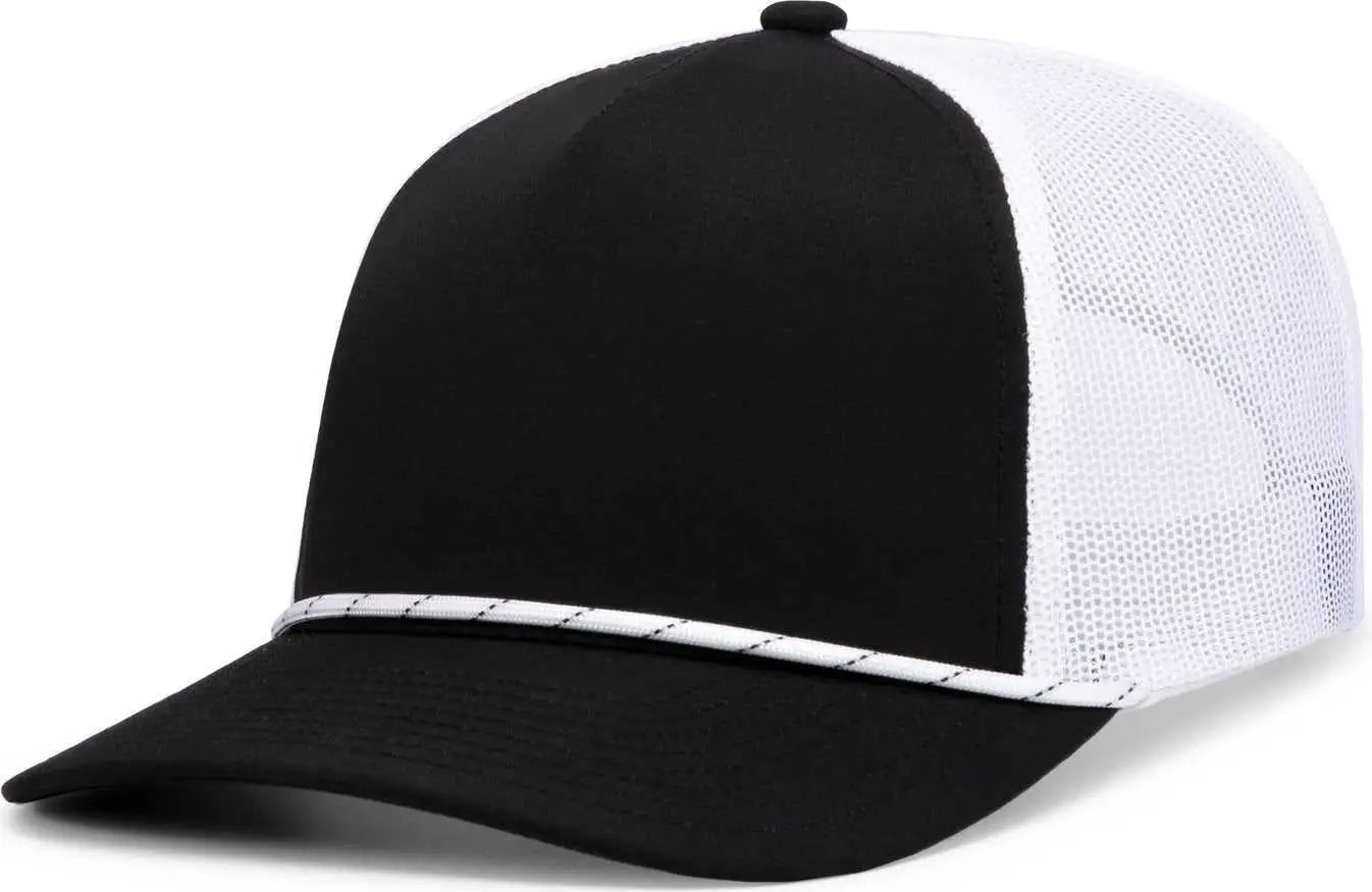 Pacific Headwear P423 Weekender Trucker Cap - Black White Black - Black White / 7’’ 7 7/8’’