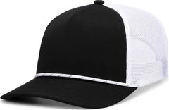 Pacific Headwear P423 Weekender Trucker Cap - Black White Black - Black White / 7’’ 7 7/8’’