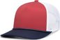 Pacific Headwear P423 Weekender Trucker Cap - Red White Navy - Red Navy / 7’’ 7 7/8’’