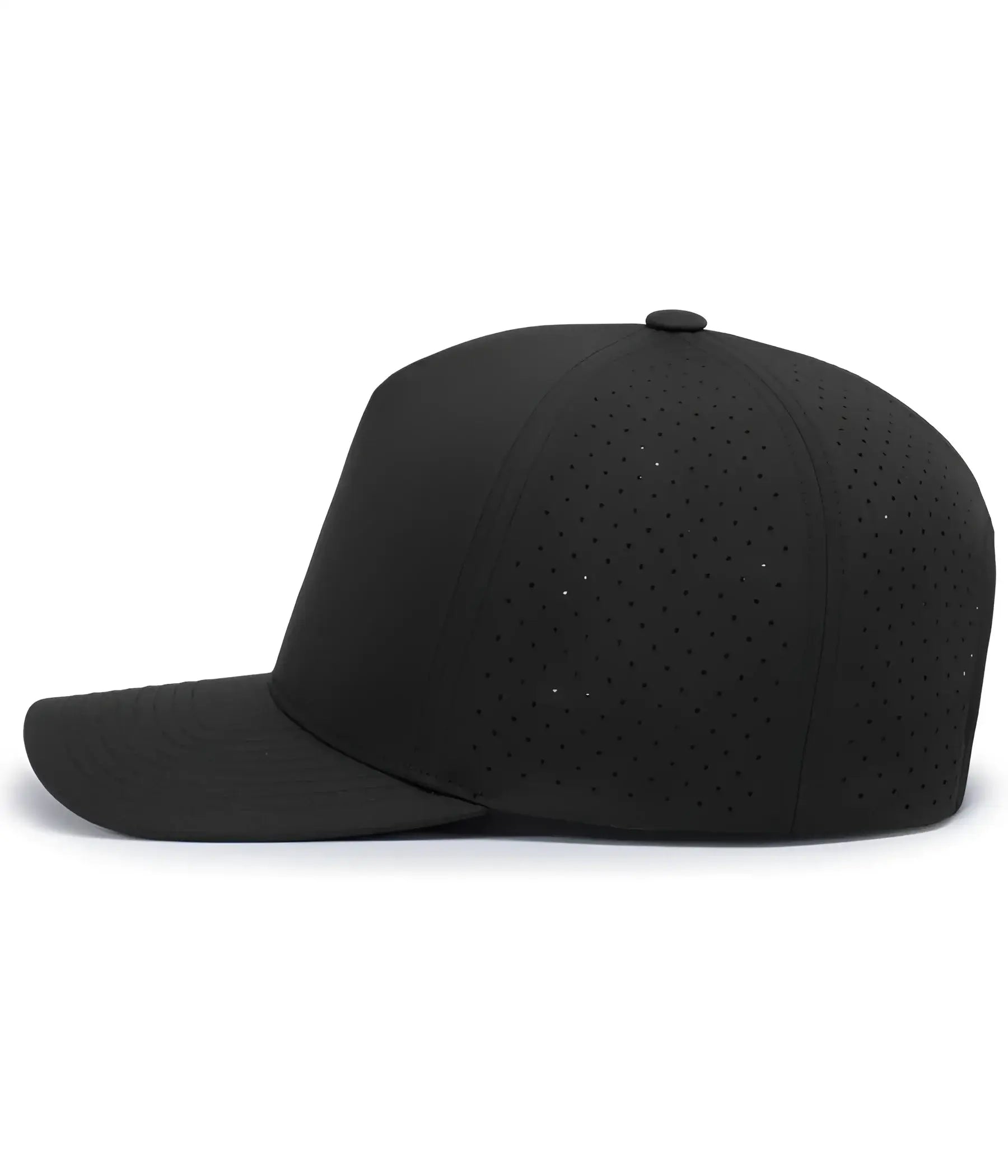 Pacific Headwear P424 Weekender Perforated Snapback Cap - Black - Black / 7’’ - 7 7/8’’