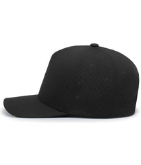Pacific Headwear P424 Weekender Perforated Snapback Cap - Black - Black / 7’’ - 7 7/8’’