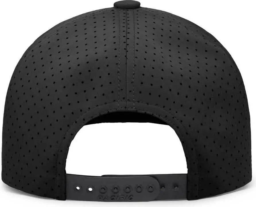 Pacific Headwear P424 Weekender Perforated Snapback Cap - Black Black White - Black White / 7’’ 7 7/8’’