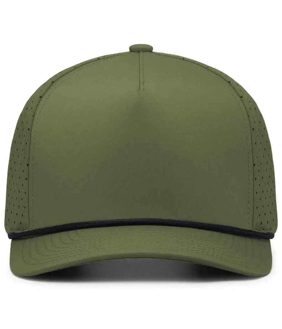 Pacific Headwear P424 Weekender Perforated Snapback Cap - Moss Blk - Olive / 7’’ 7 7/8’’