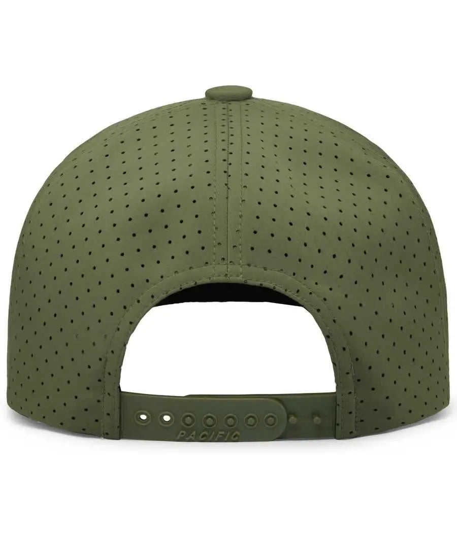 Pacific Headwear P424 Weekender Perforated Snapback Cap - Moss Blk - Olive / 7’’ 7 7/8’’