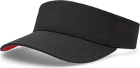 Pacific Headwear P500 Perforated Coolcore Visor - Black Red - Black Red / 7’’ - 7 7/8’’