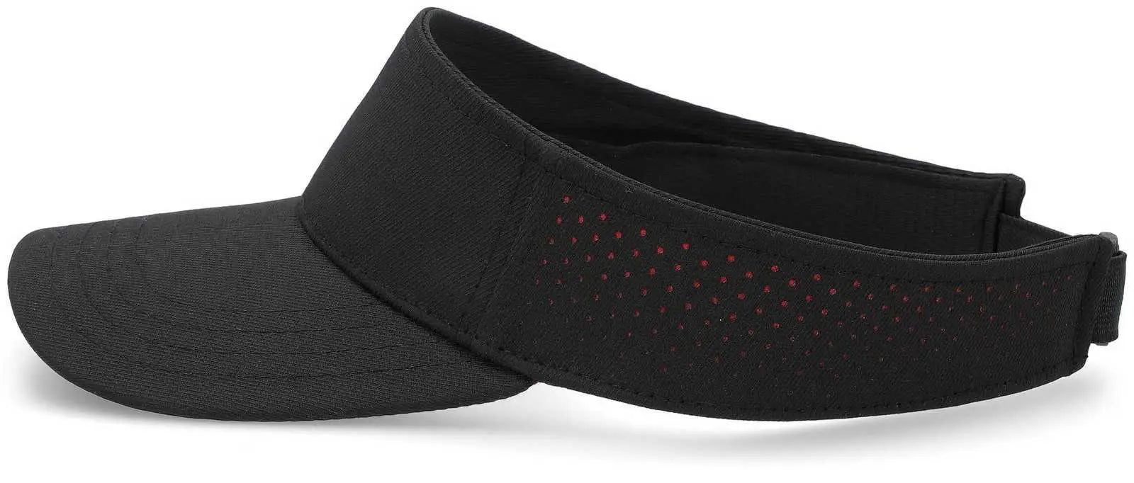 Pacific Headwear P500 Perforated Coolcore Visor - Black Red - Black Red / 7’’ - 7 7/8’’