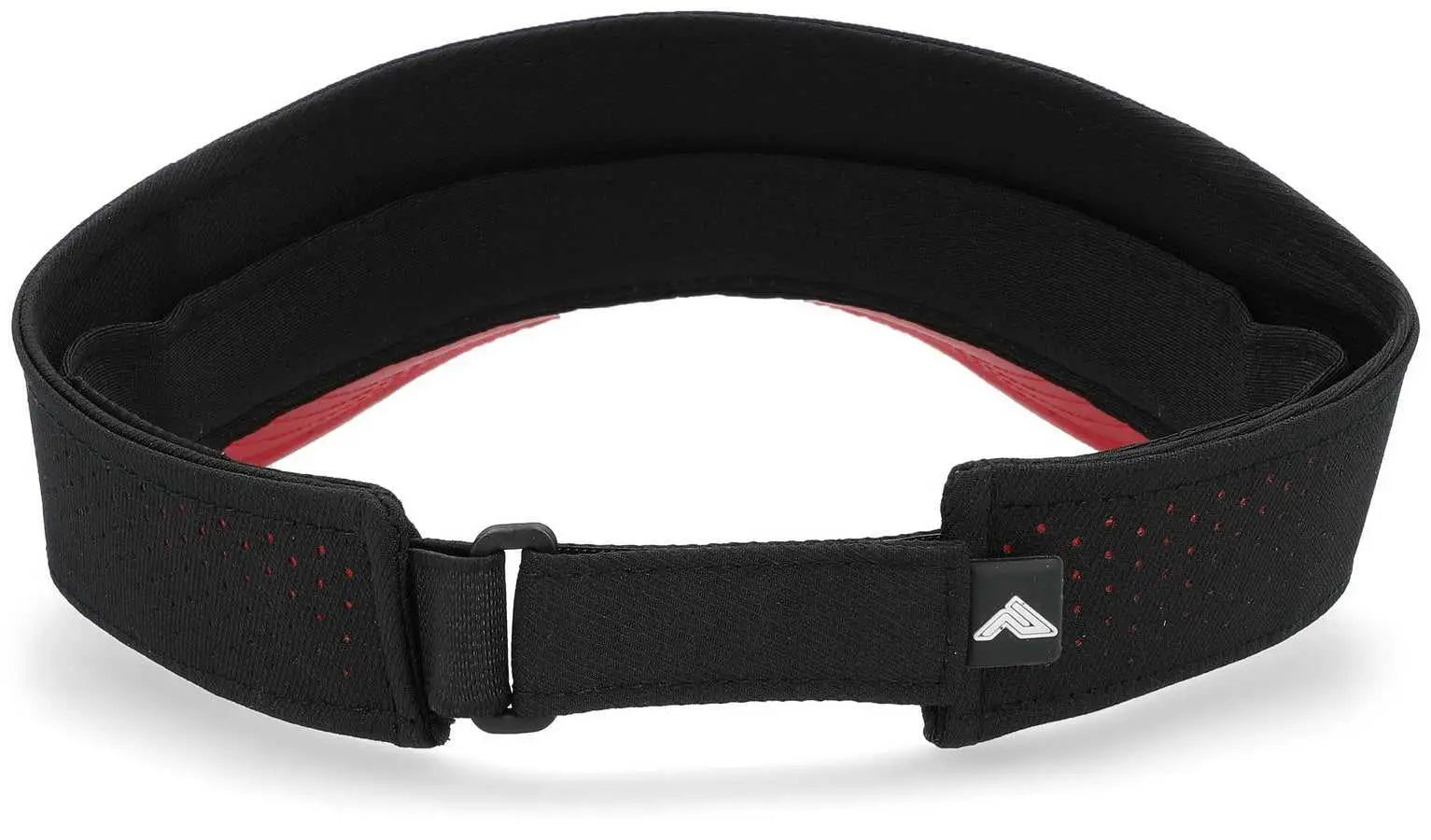 Pacific Headwear P500 Perforated Coolcore Visor - Black Red - Black Red / 7’’ - 7 7/8’’