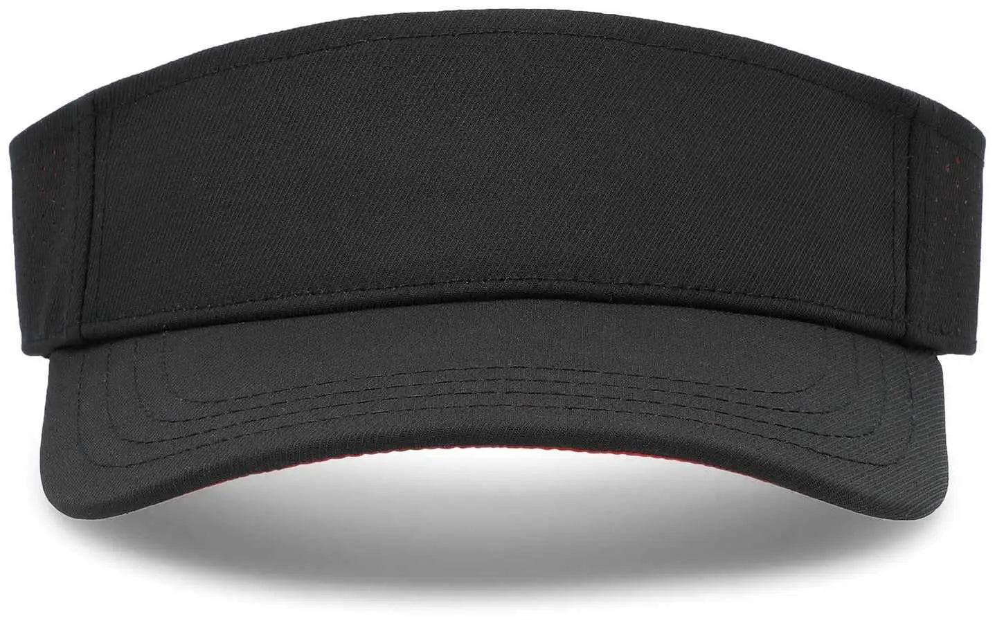 Pacific Headwear P500 Perforated Coolcore Visor - Black Red - Black Red / 7’’ - 7 7/8’’