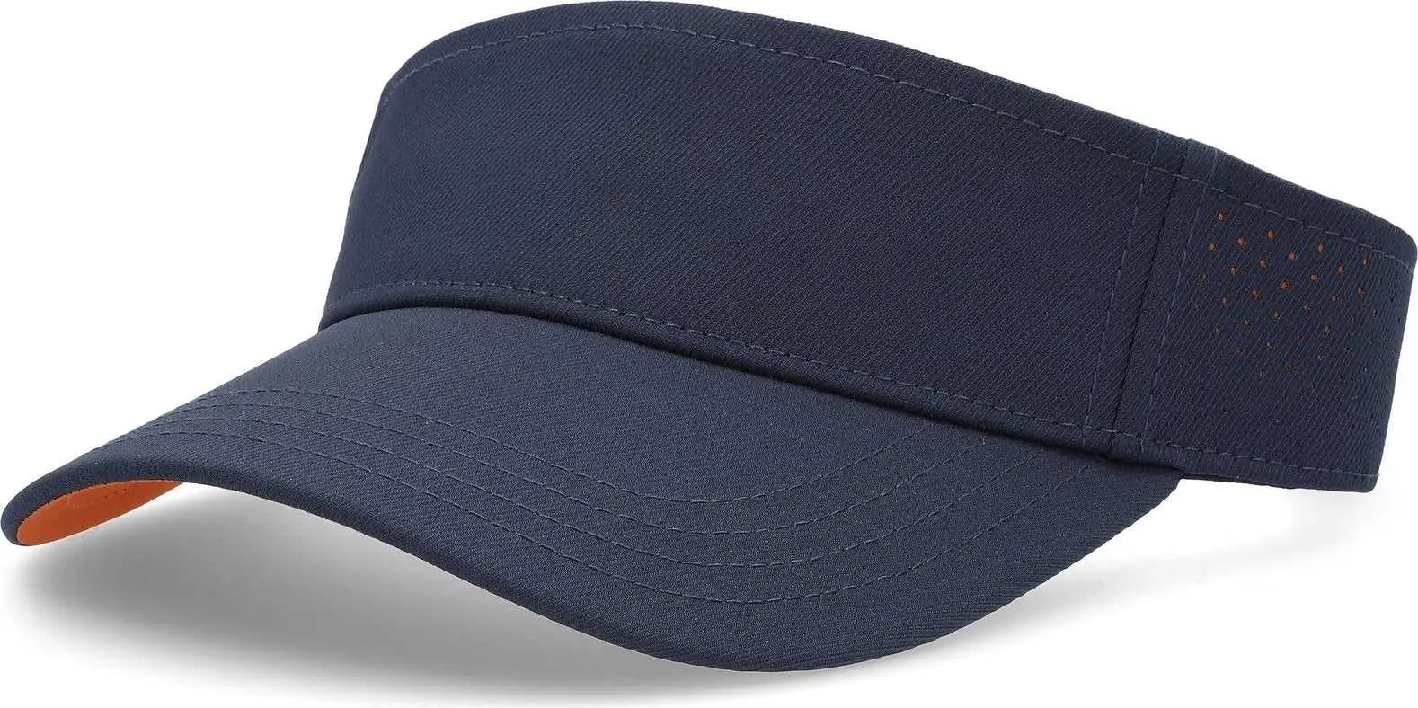 Pacific Headwear P500 Perforated Coolcore Visor - Navy Orange - Navy Orange / 7’’ - 7 7/8’’