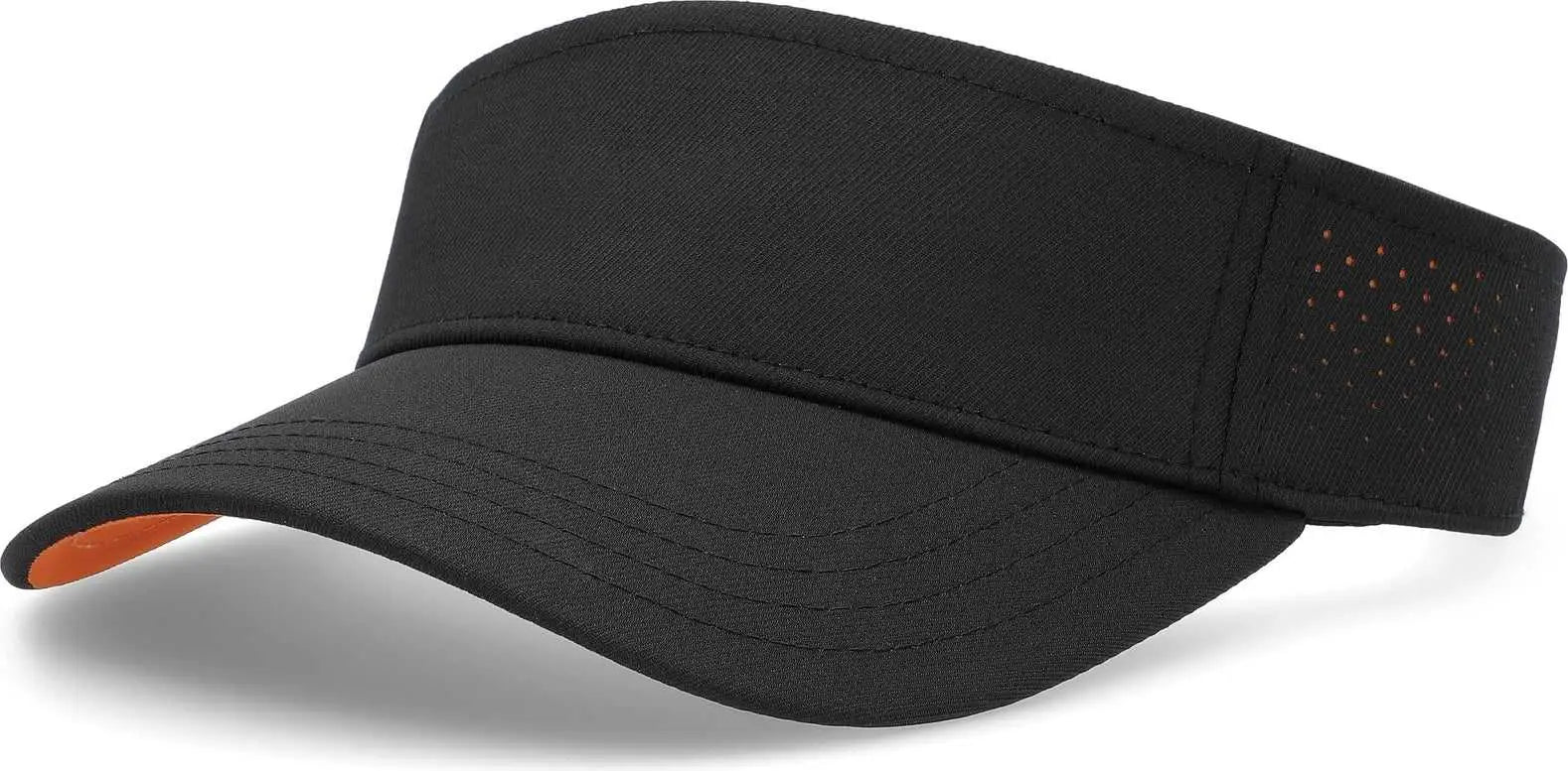 Pacific Headwear P500 Perforated Visor Powered By Coolcore - Black Orange - Black Orange / 7’’ - 7 7/8’’