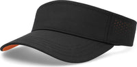 Pacific Headwear P500 Perforated Visor Powered By Coolcore - Black Orange - Black Orange / 7’’ - 7 7/8’’