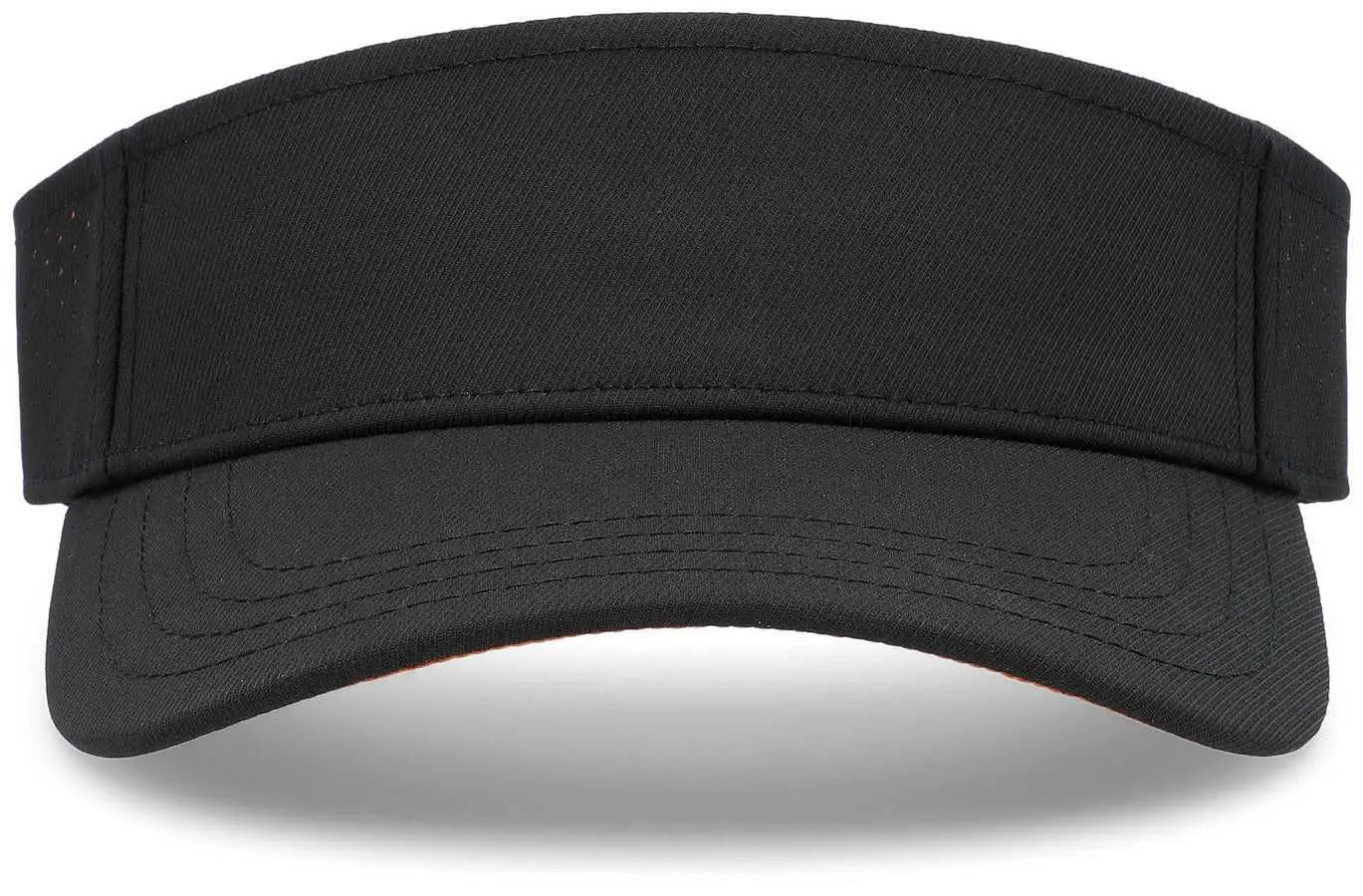 Pacific Headwear P500 Perforated Visor Powered By Coolcore - Black Orange - Black Orange / 7’’ - 7 7/8’’