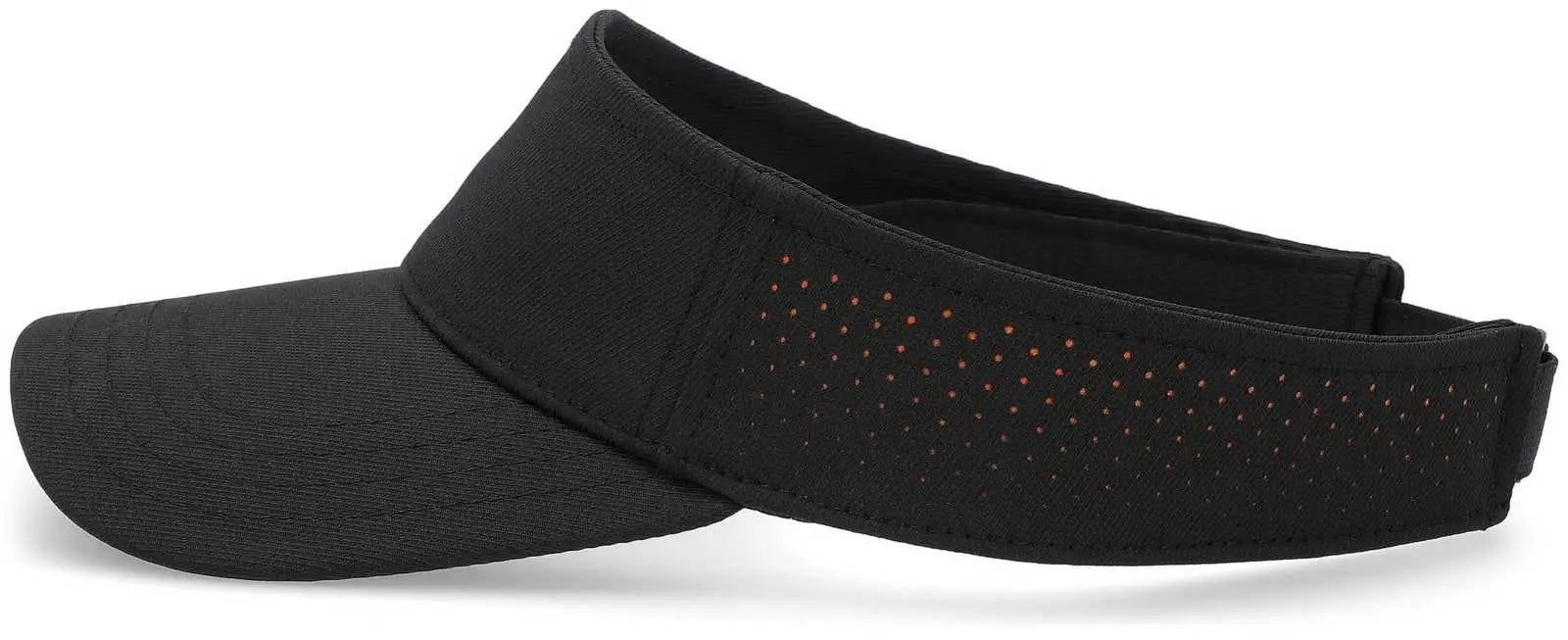 Pacific Headwear P500 Perforated Visor Powered By Coolcore - Black Orange - Black Orange / 7’’ - 7 7/8’’