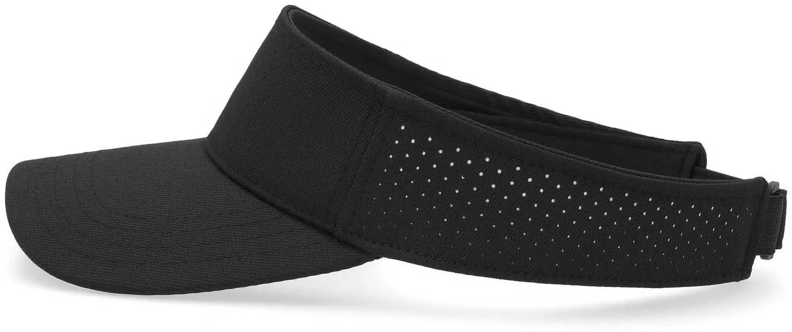 Pacific Headwear P500 Perforated Visor Powered By Coolcore - Black White - Black White / 7’’ - 7 7/8’’