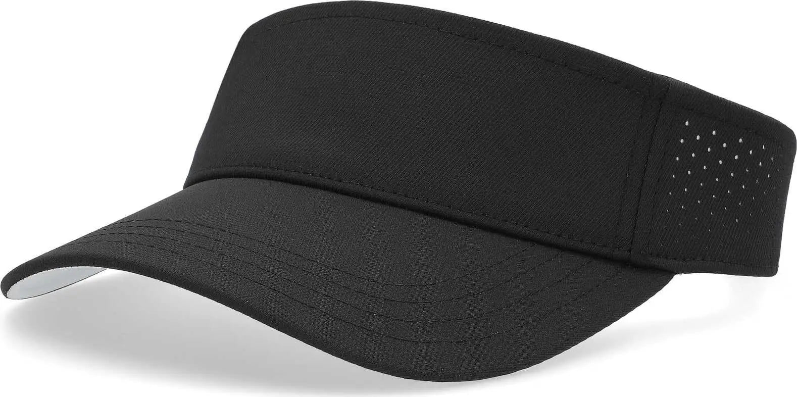 Pacific Headwear P500 Perforated Visor Powered By Coolcore - Black White - Black White / 7’’ - 7 7/8’’