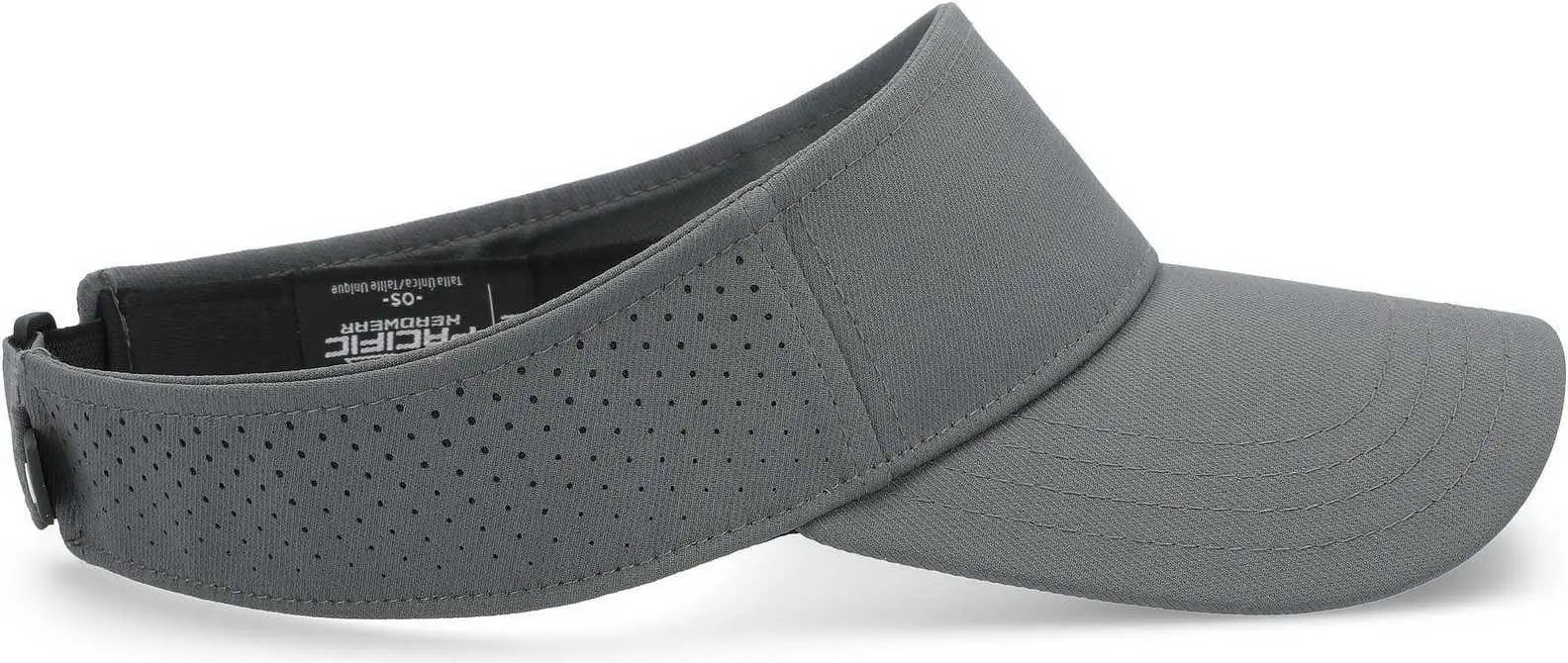 Pacific Headwear P500 Perforated Visor Powered By Coolcore - Graphite Black - Graphite Black / 7’’ - 7 7/8’’