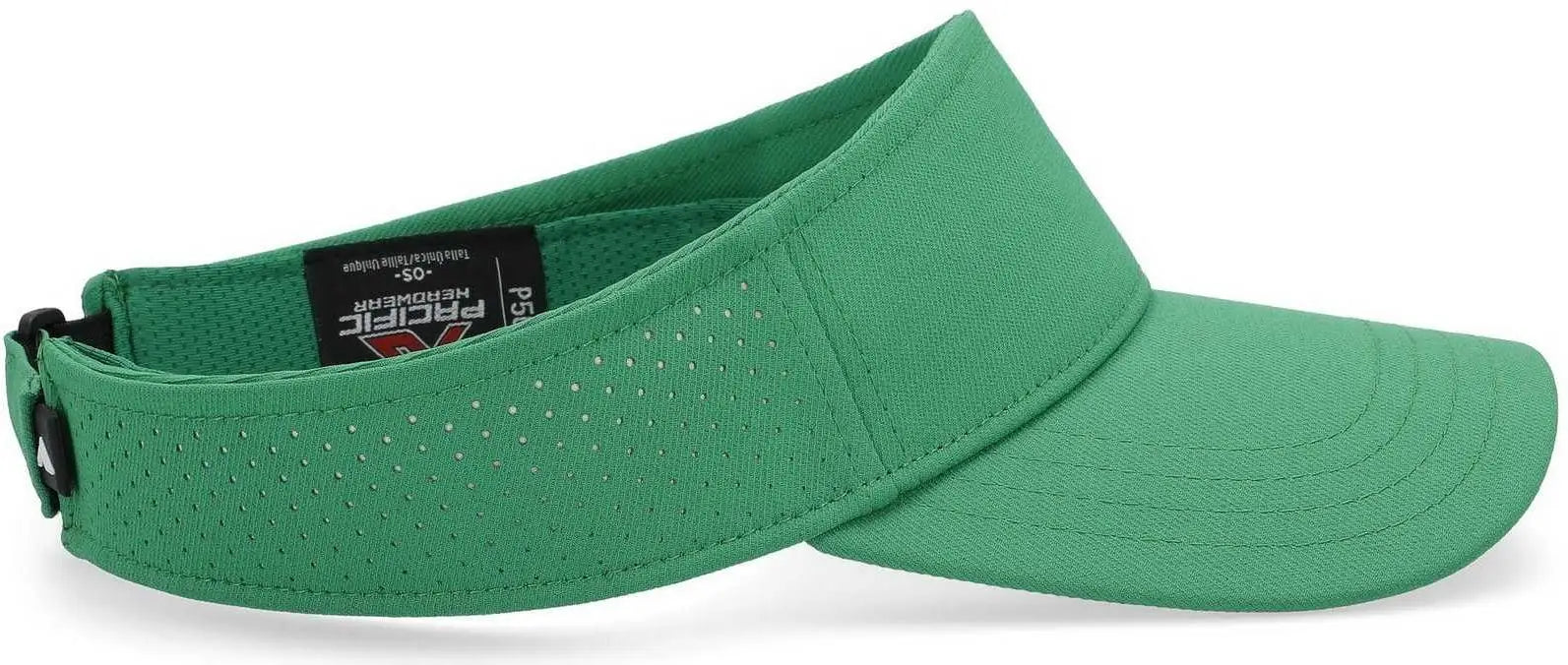 Pacific Headwear P500 Perforated Visor Powered By Coolcore - Kelly White - Kelly White / 7’’ - 7 7/8’’