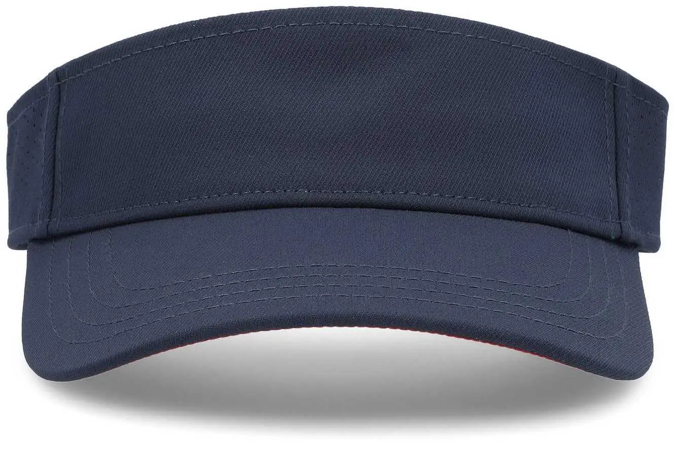 Pacific Headwear P500 Perforated Visor Powered By Coolcore - Navy Red - Navy Red / 7’’ - 7 7/8’’