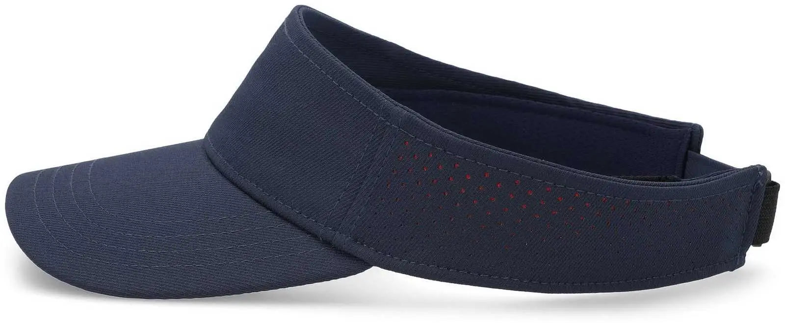 Pacific Headwear P500 Perforated Visor Powered By Coolcore - Navy Red - Navy Red / 7’’ - 7 7/8’’