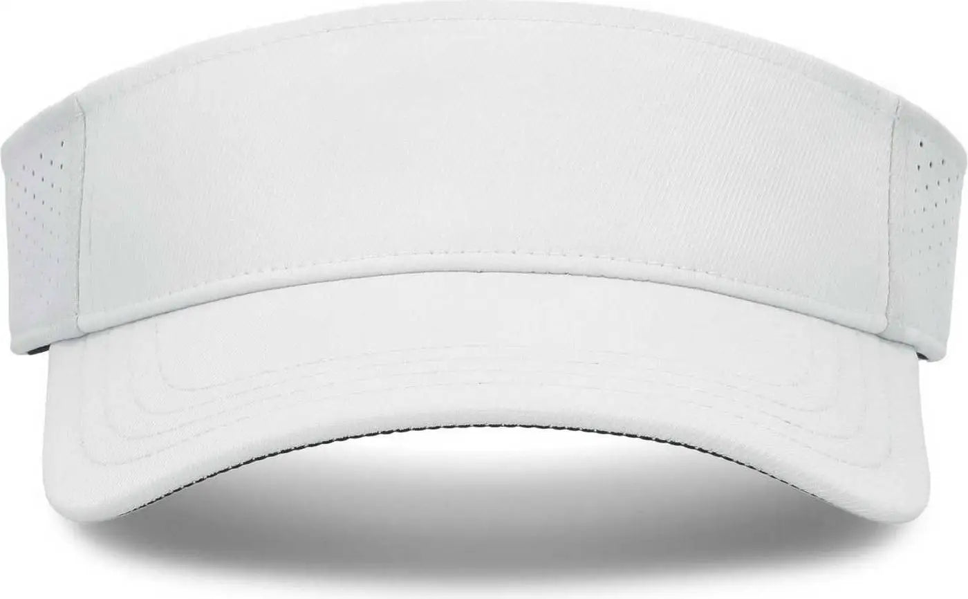 Pacific Headwear P500 Perforated Visor Powered By Coolcore - White Black - White Black / 7’’ - 7 7/8’’