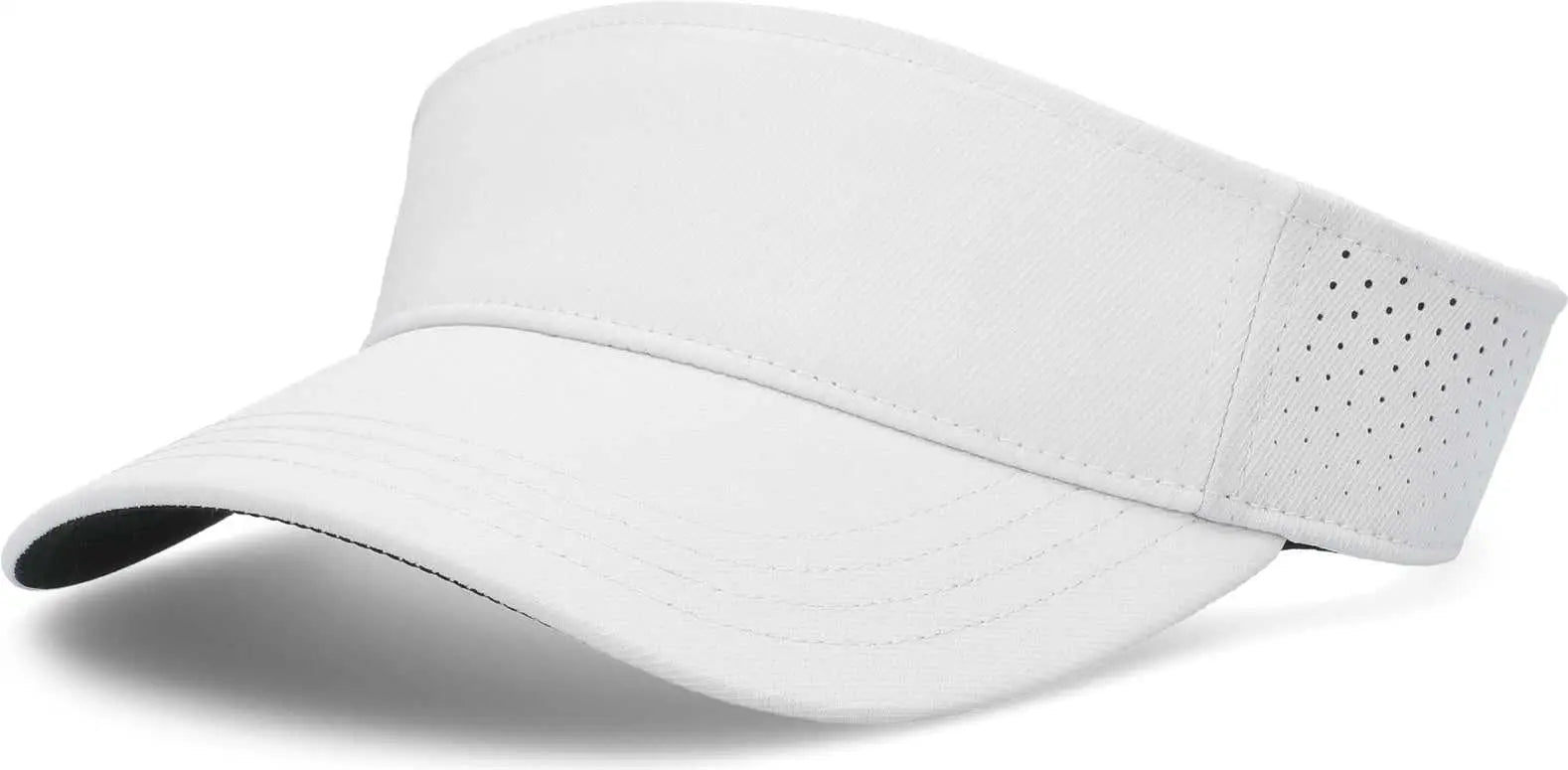 Pacific Headwear P500 Perforated Visor Powered By Coolcore - White Black - White Black / 7’’ - 7 7/8’’