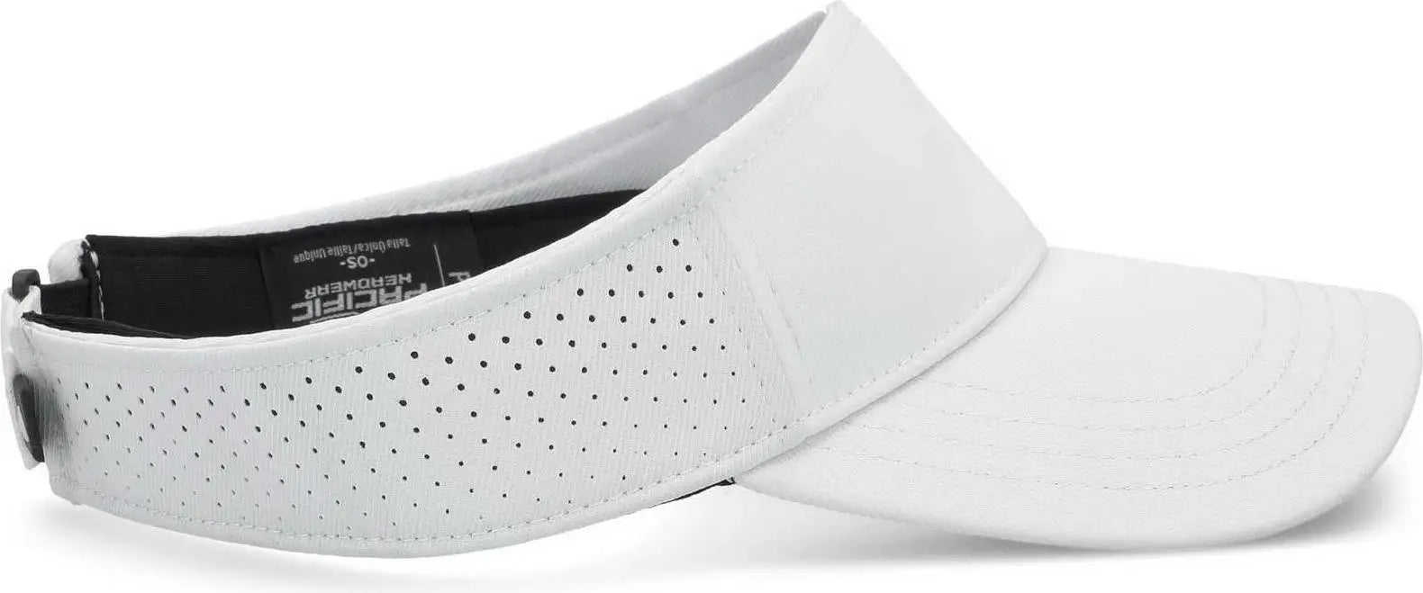 Pacific Headwear P500 Perforated Visor Powered By Coolcore - White Black - White Black / 7’’ - 7 7/8’’