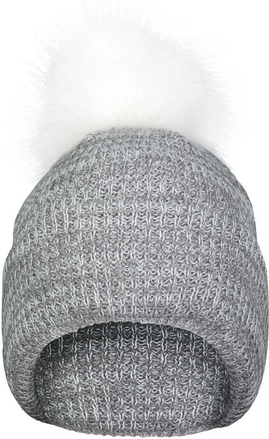 Pacific Headwear P604K Faux Fur Pom Beanie - Graphite White - Graphite White / 7’’ - 7 7/8’’