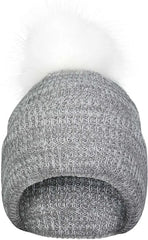 Pacific Headwear P604K Faux Fur Pom Beanie Graphite White Graphite White / 7’’ 7 7/8’’