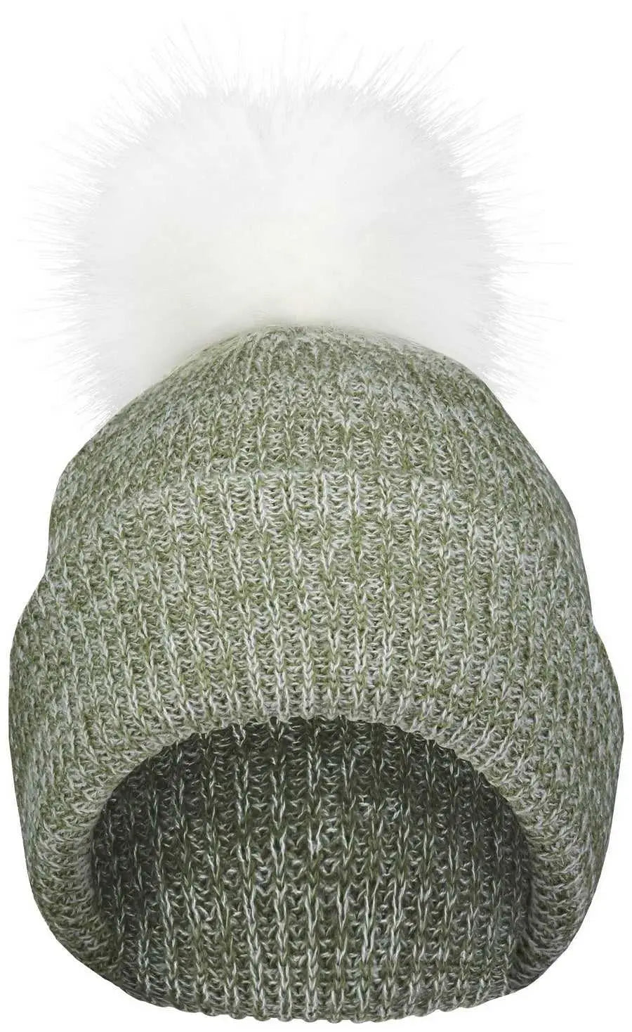 Pacific Headwear P604K Faux Fur Pom Beanie - Loden White - Dark Gray White / 7’’ - 7 7/8’’