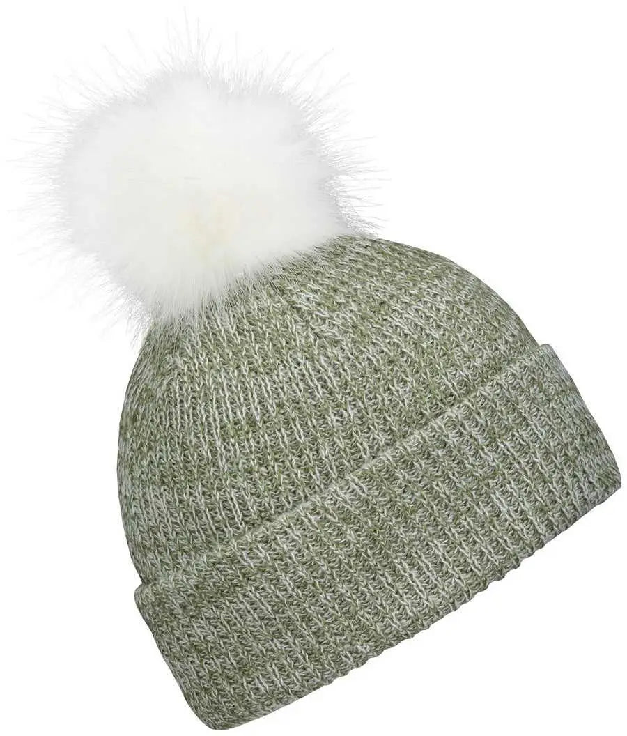 Pacific Headwear P604K Faux Fur Pom Beanie - Loden White - Dark Gray White / 7’’ - 7 7/8’’