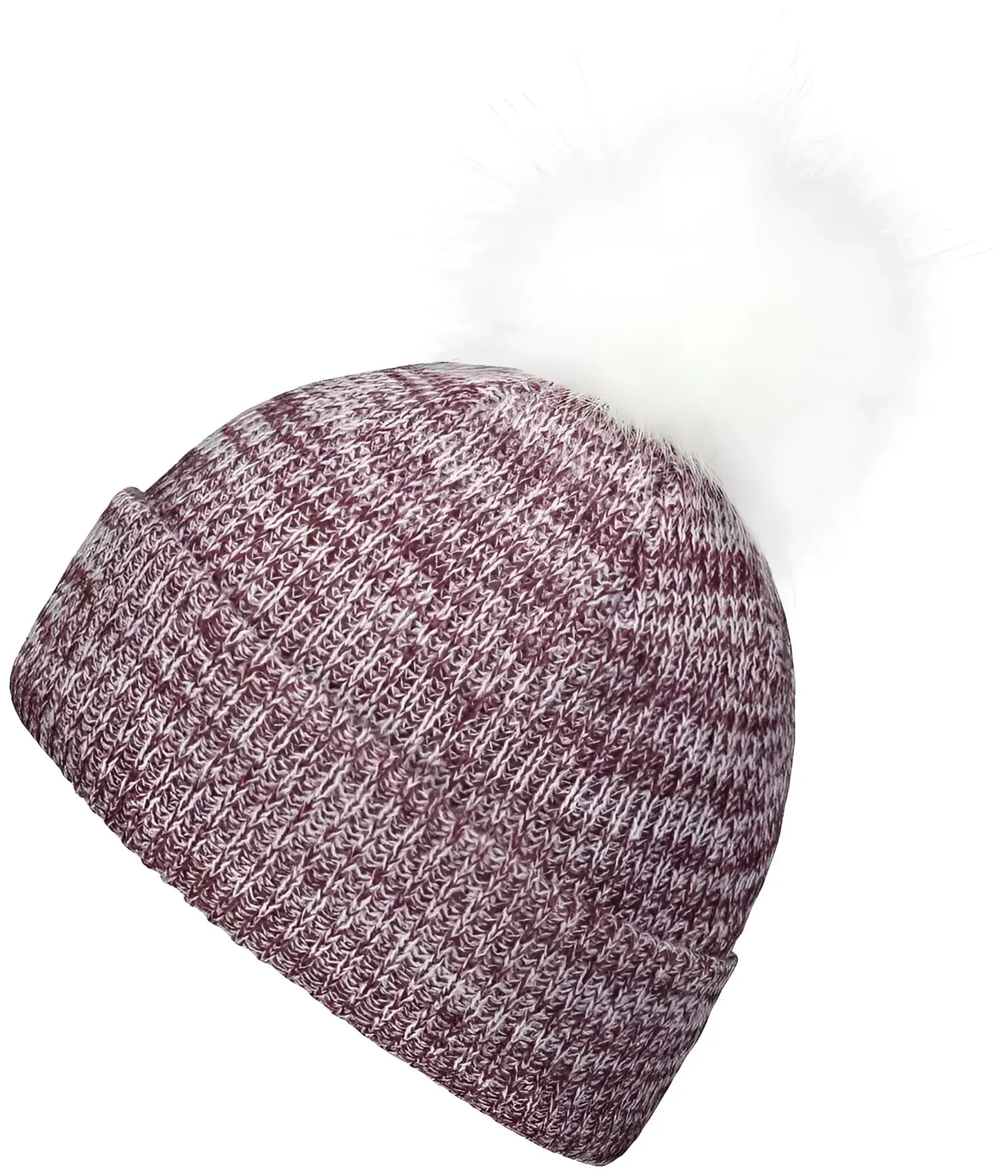 Pacific Headwear P604K Faux Fur Pom Beanie - Maroon White - Maroon White / 7’’ - 7 7/8’’
