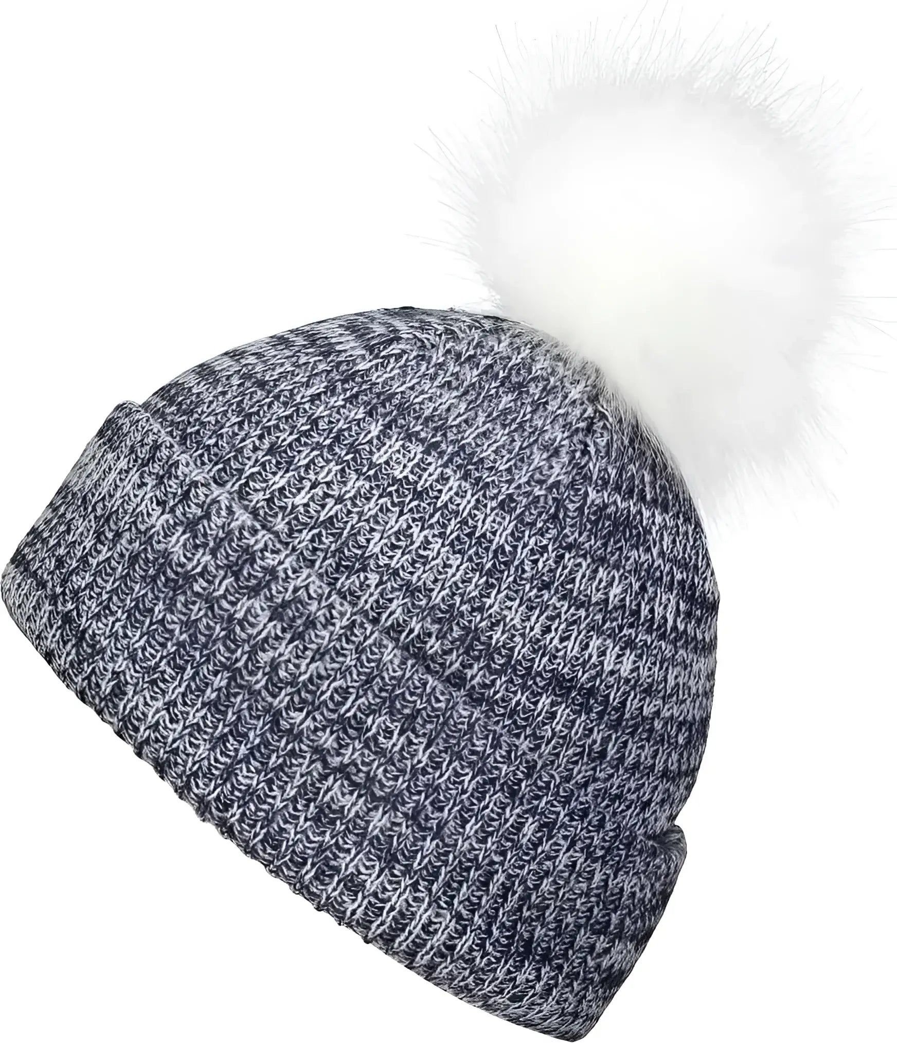Pacific Headwear P604K Faux Fur Pom Beanie - Navy White - Navy White / 7’’ - 7 7/8’’