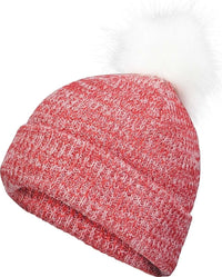 Pacific Headwear P604K Faux Fur Pom Beanie Red White Red White / 7’’ 7 7/8’’